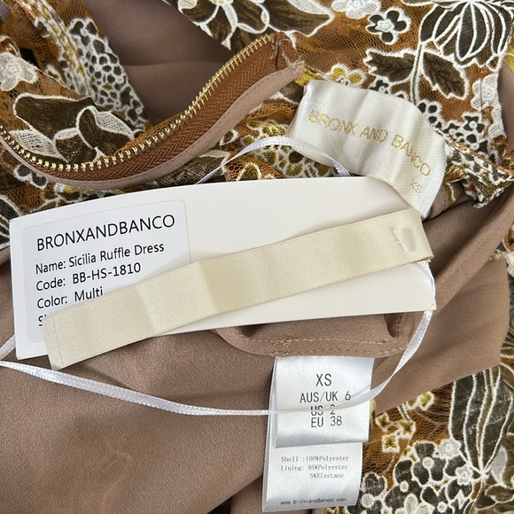 NWT Bronx And Banco Sicilia Floral Multi Lace Ruffle High-Low Gown Dress Sz XS - Picture 5 of 14